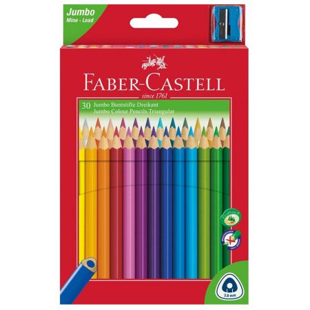 Creioane colorate Jumbo, 30 culori/set, FABER-CASTELL, FC116530
